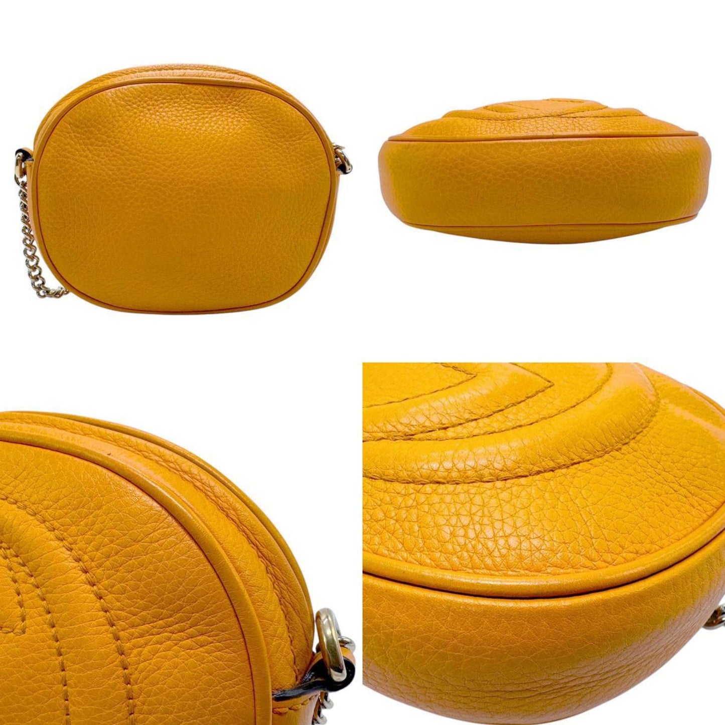 Gucci Gold Orange Metal Leather Shoulder Bag