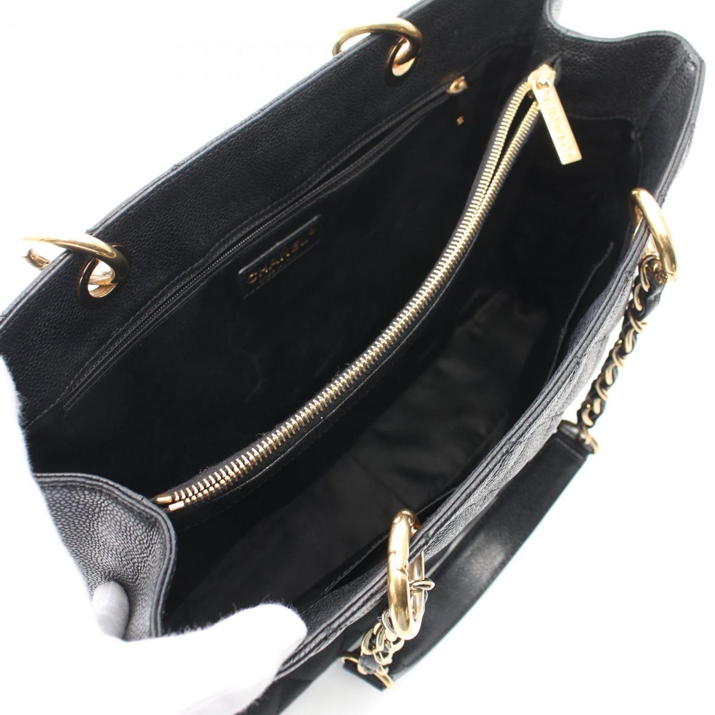 CHANEL Matelasse Grand GST Tote Bag, Caviar Skin, Women's, Black