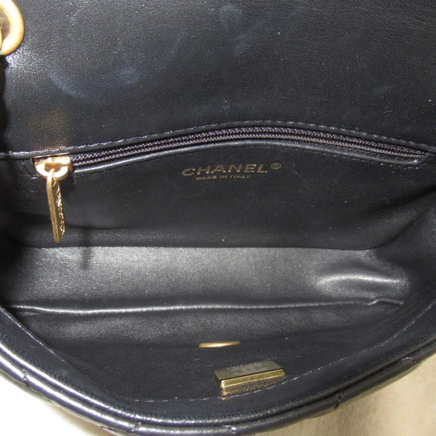 CHANEL Mini Matelasse Chain Shoulder Bag Black Lambskin (sheep leather) AS3456