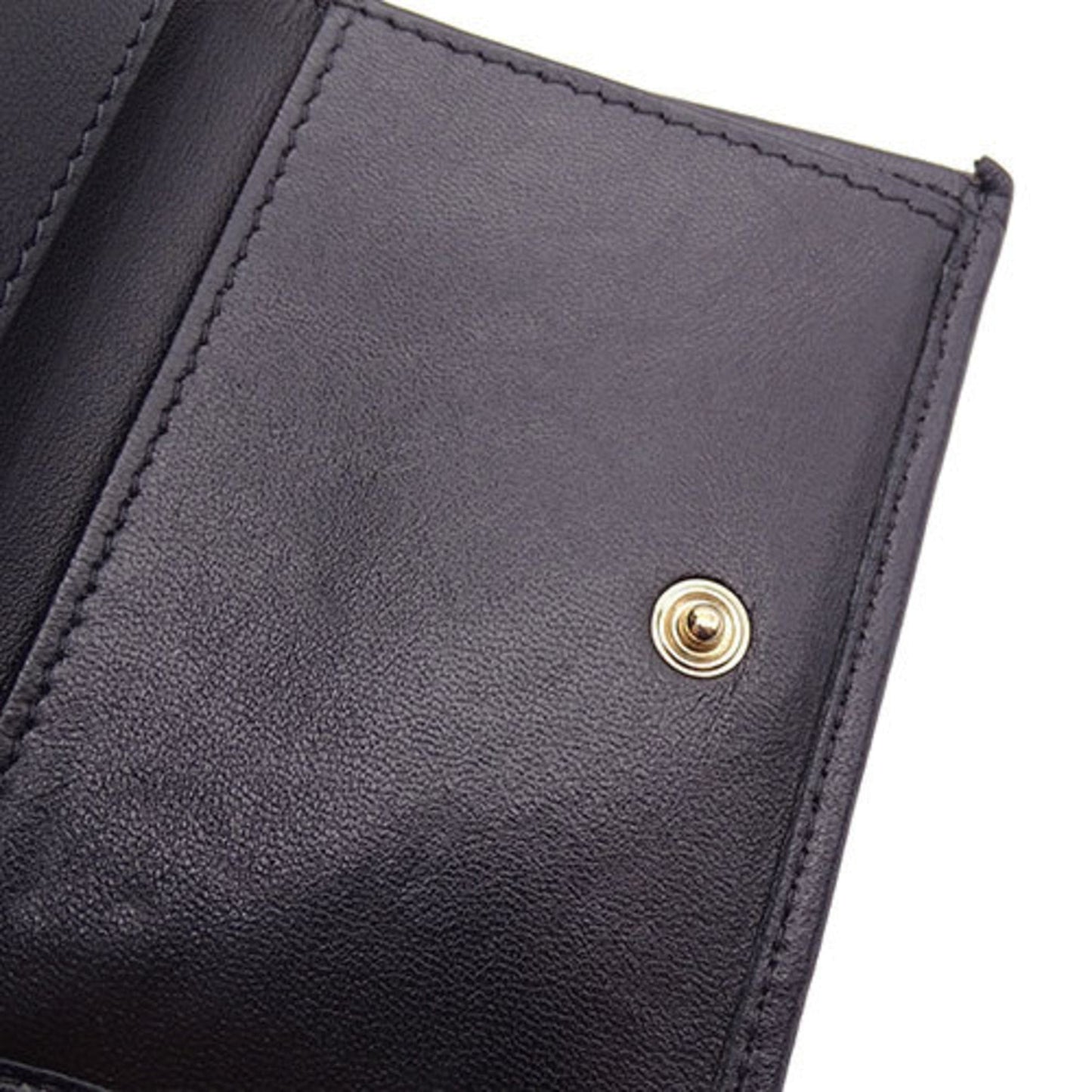 Chanel Wallet Women's Trifold Leather Camellia Black