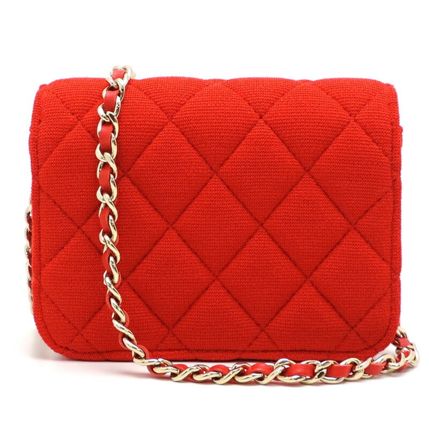 Chanel Matelasse Chain Women's Shoulder Bag Cotton Red