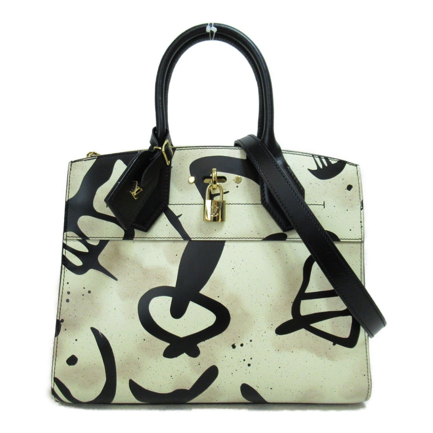 LOUIS VUITTON City Steamer MM Shoulder Bag White Black leather M53231