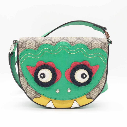 Gucci Beige Green Pvc Leather Shoulder Bag ()