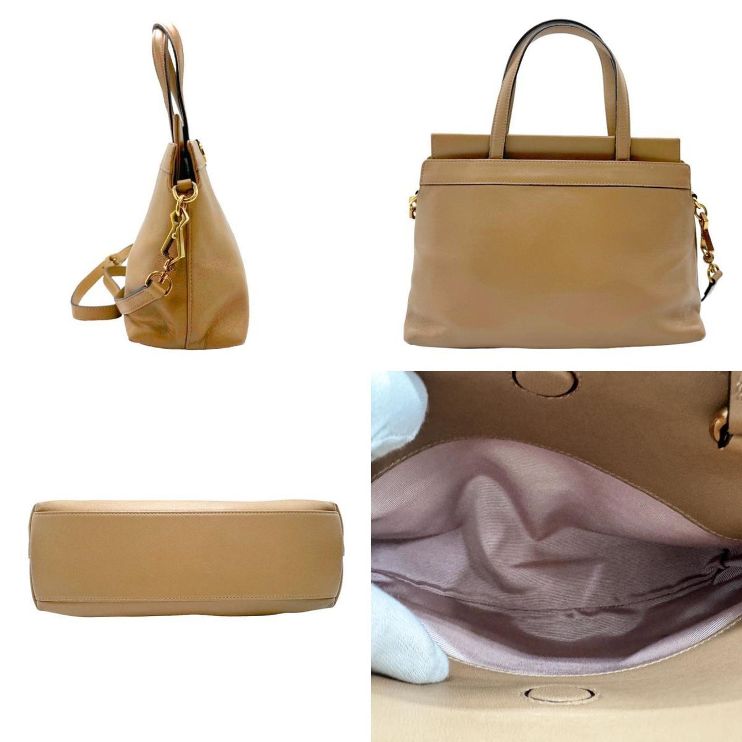 Gucci Beige Leather Handbag Shoulder Bag