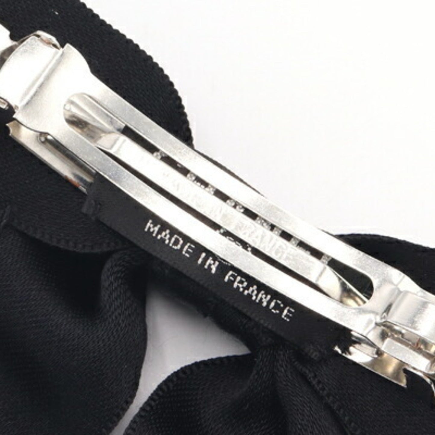 CHANEL Barrette Black Satin Hair Ribbon Clip for Women