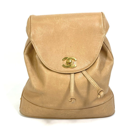 Chanel backpack bag with pouch bag turnlock vintage Backpack Beige