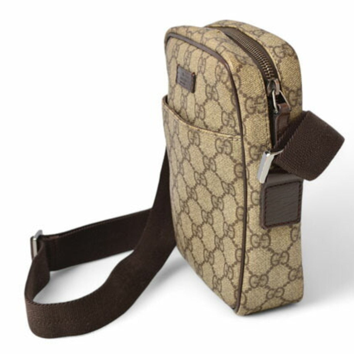 Gucci Beige Brown Coated Canvas Shoulder Bag