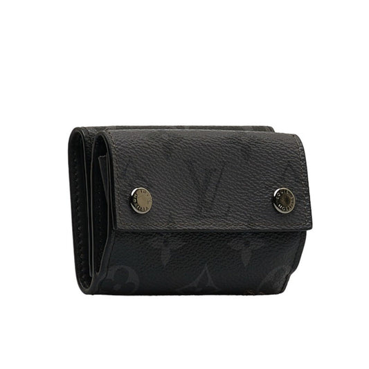 LOUIS VUITTON Monogram Eclipse Reverse Discovery Trifold Wallet M45417 Gray PVC Leather Men's