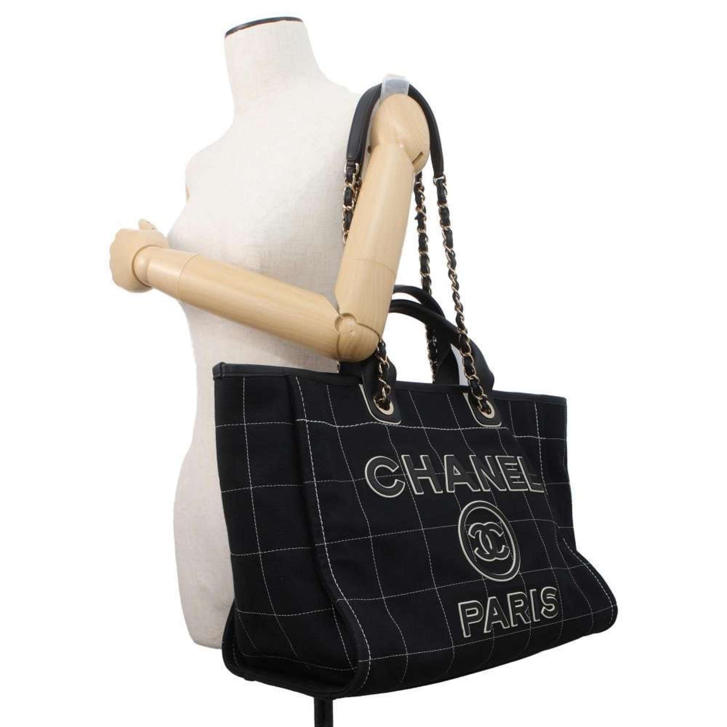 Chanel Tote Bag Deauville Coco Mark GM Canvas A66941 2way CHANEL Black