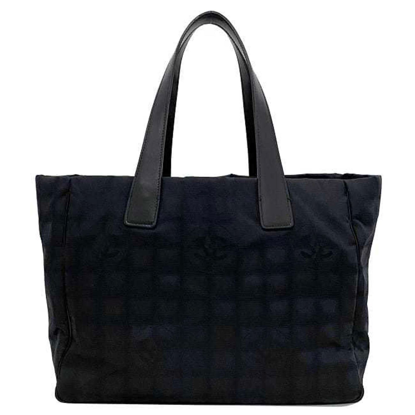 CHANEL MM Black New A15991 Nylon Leather 9th  Nutra Coco Mark Women's Tote Handbag