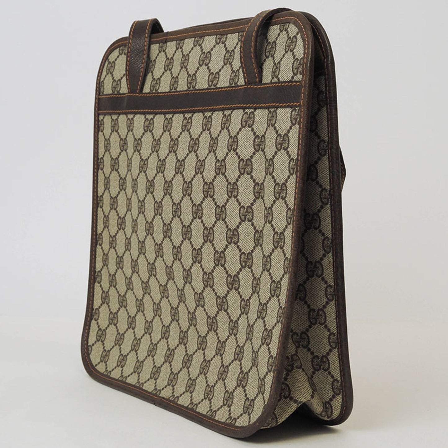 Gucci Beige Brown Pvc Leather Handbag Tote Bag