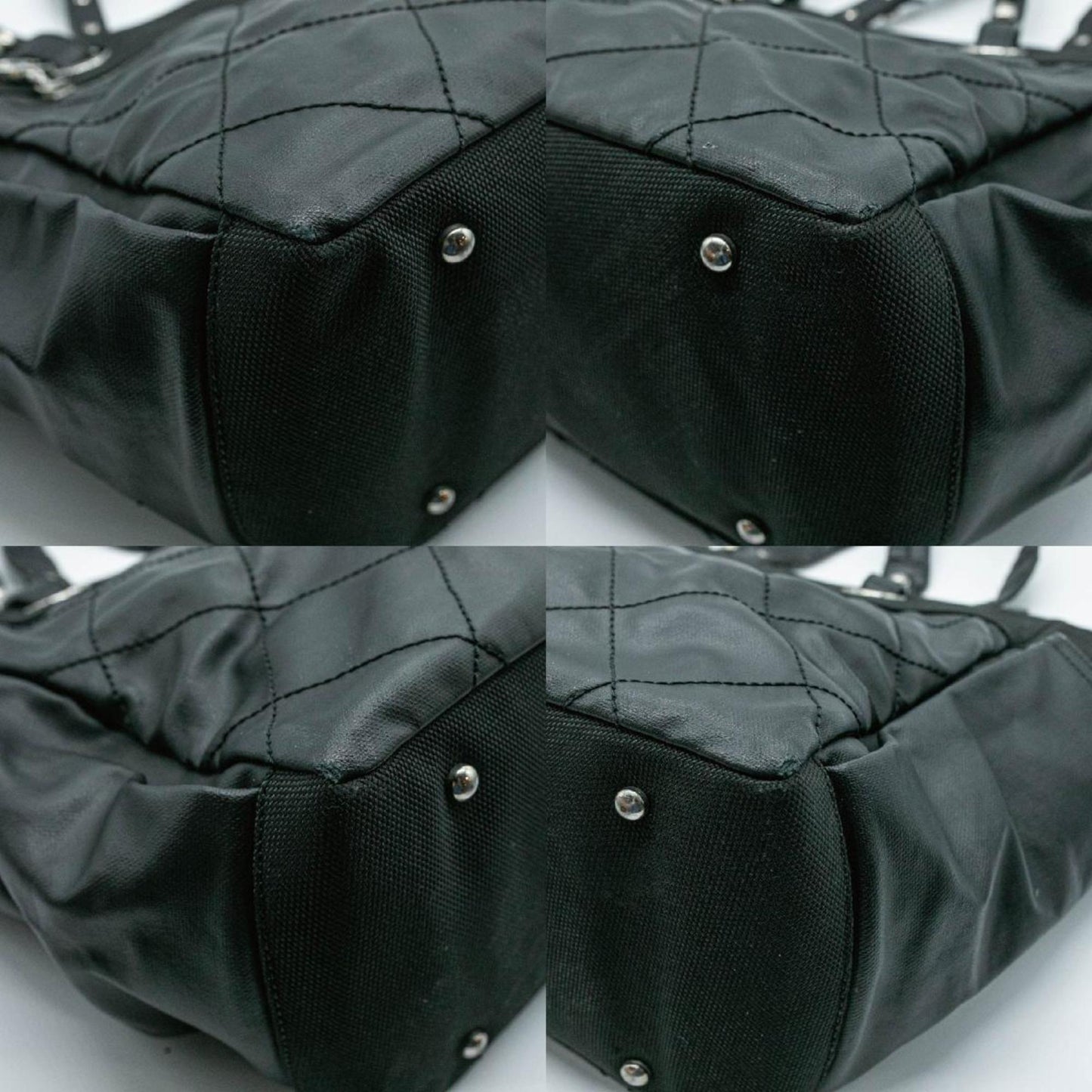 CHANEL Tote Bag Paris Biarritz GM Leather Coated Canvas Black Silver Men's Women's A34210 16th Series PD1