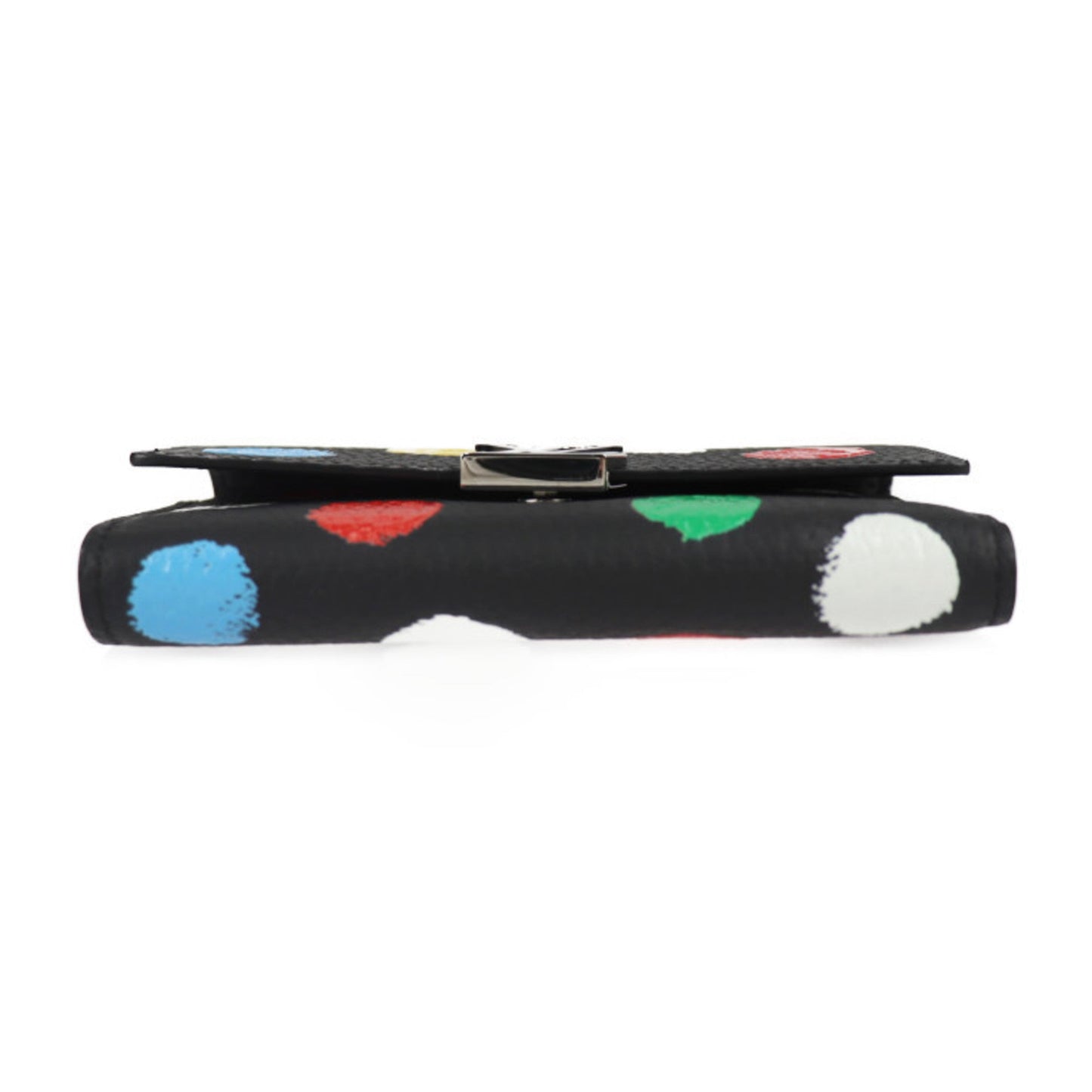 LOUIS VUITTON Portefeuille Capucines LV x YK Yayoi Kusama Collaboration Trifold Wallet M81963 Taurillon Leather Black Multicolor Silver Hardware 2023 Collection Vuitton