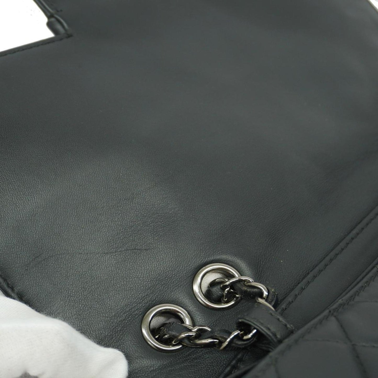 Chanel Shoulder Bag Matelasse W Chain Lambskin Black Women's