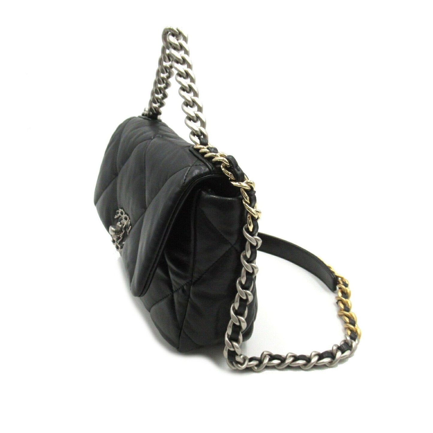 CHANEL CHANEL19 Chain Shoulder Bag, Lambskin (Sheepskin), Women's, Black