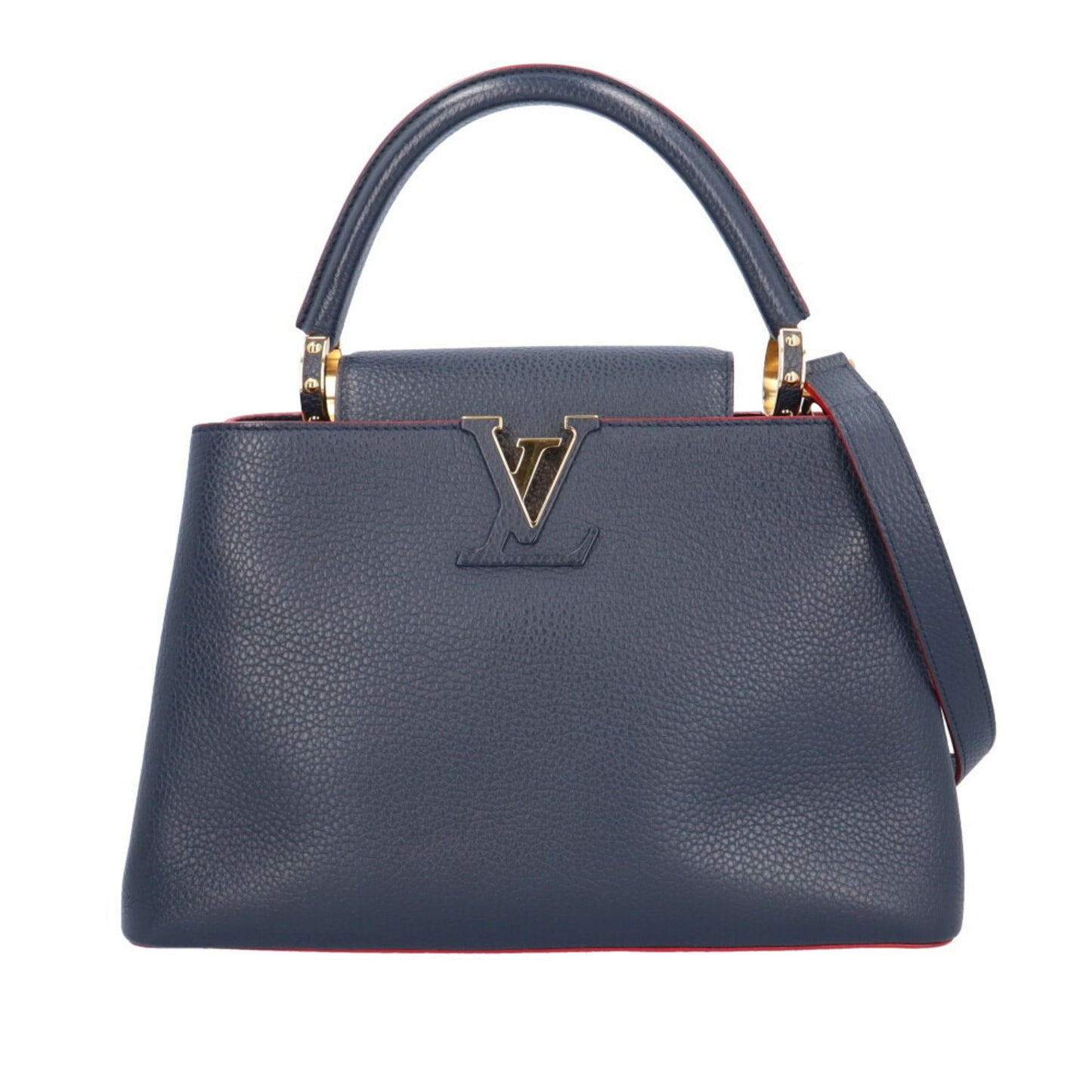 LOUIS VUITTON Capucines MM Shoulder Bag Leather M42253 Navy Ladies