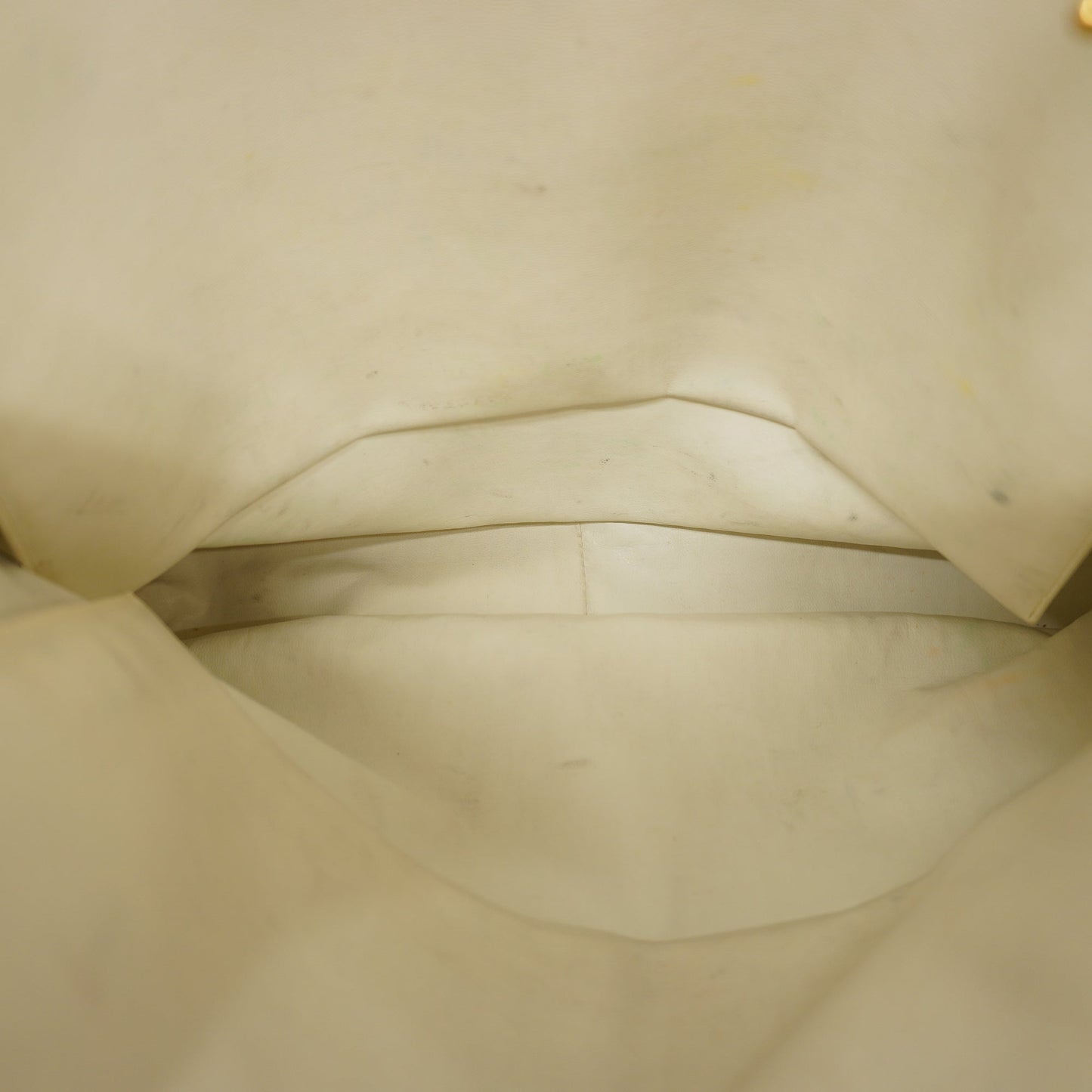 ChanelAuth  Chain Shoulder Women's Canvas Tote Bag Ivory,Red Color