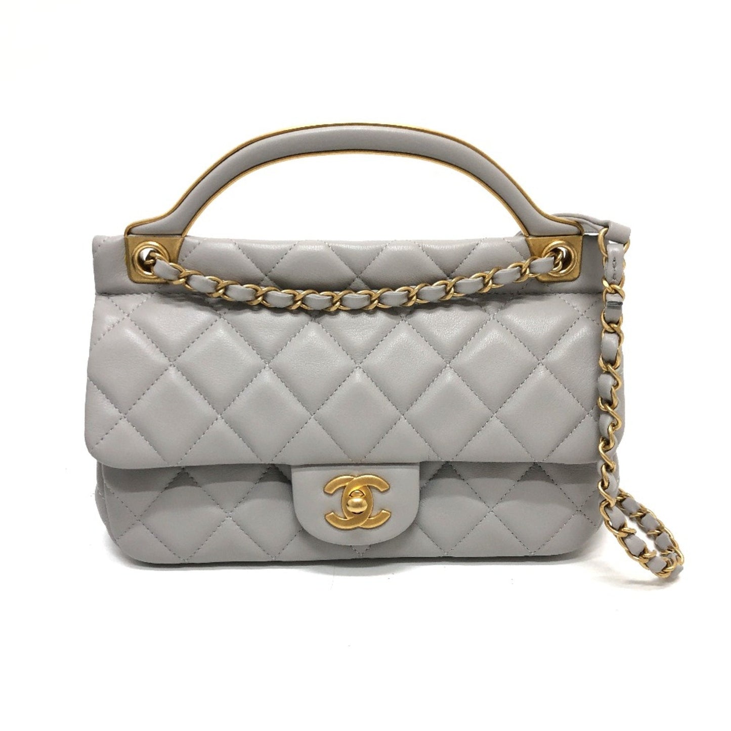 Chanel 2WAY Crossbody Shoulder Shoulder Bag gray GoldHardware