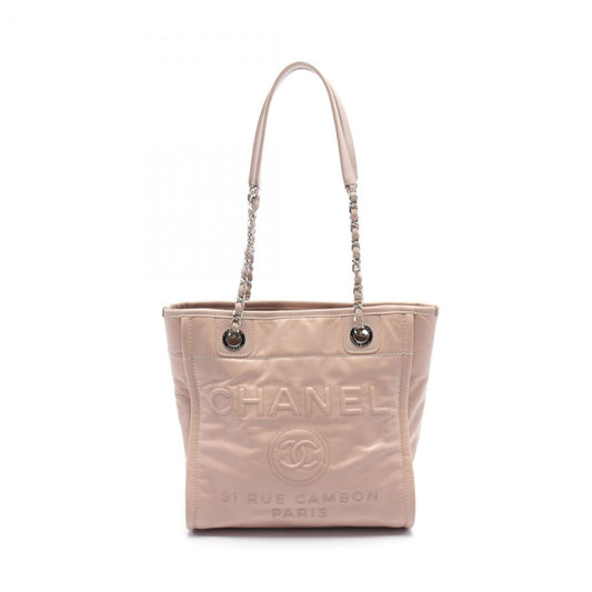 CHANEL Deauville Tote Bag Leather Women's Pink