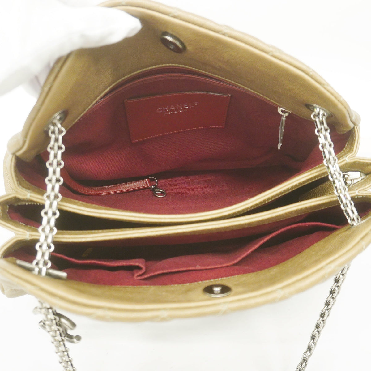 ChanelAuth  Matelasse Chain Shoulder Women's Leather Shoulder Bag Khaki
