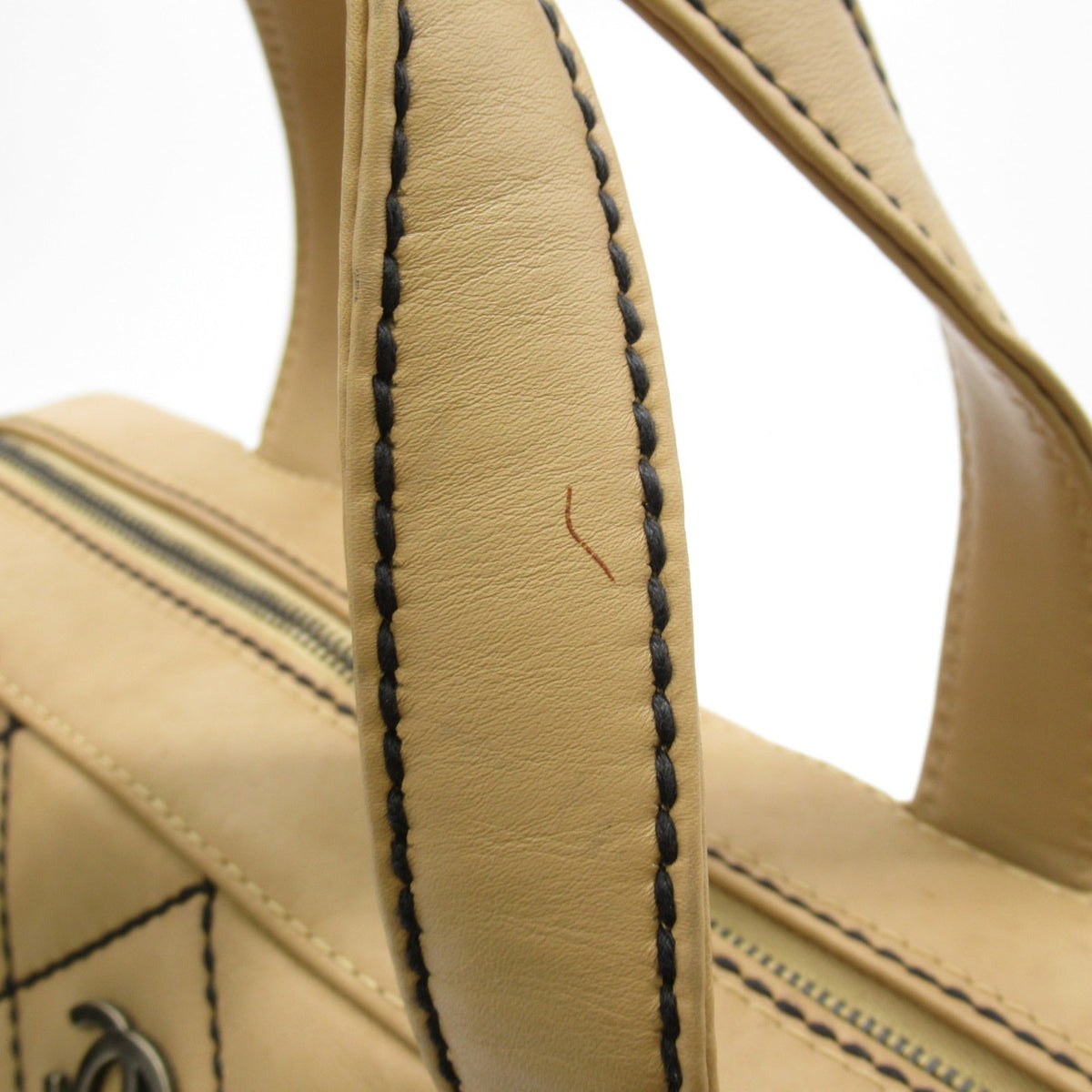 CHANEL Wild Stitch Handbag Beige leather