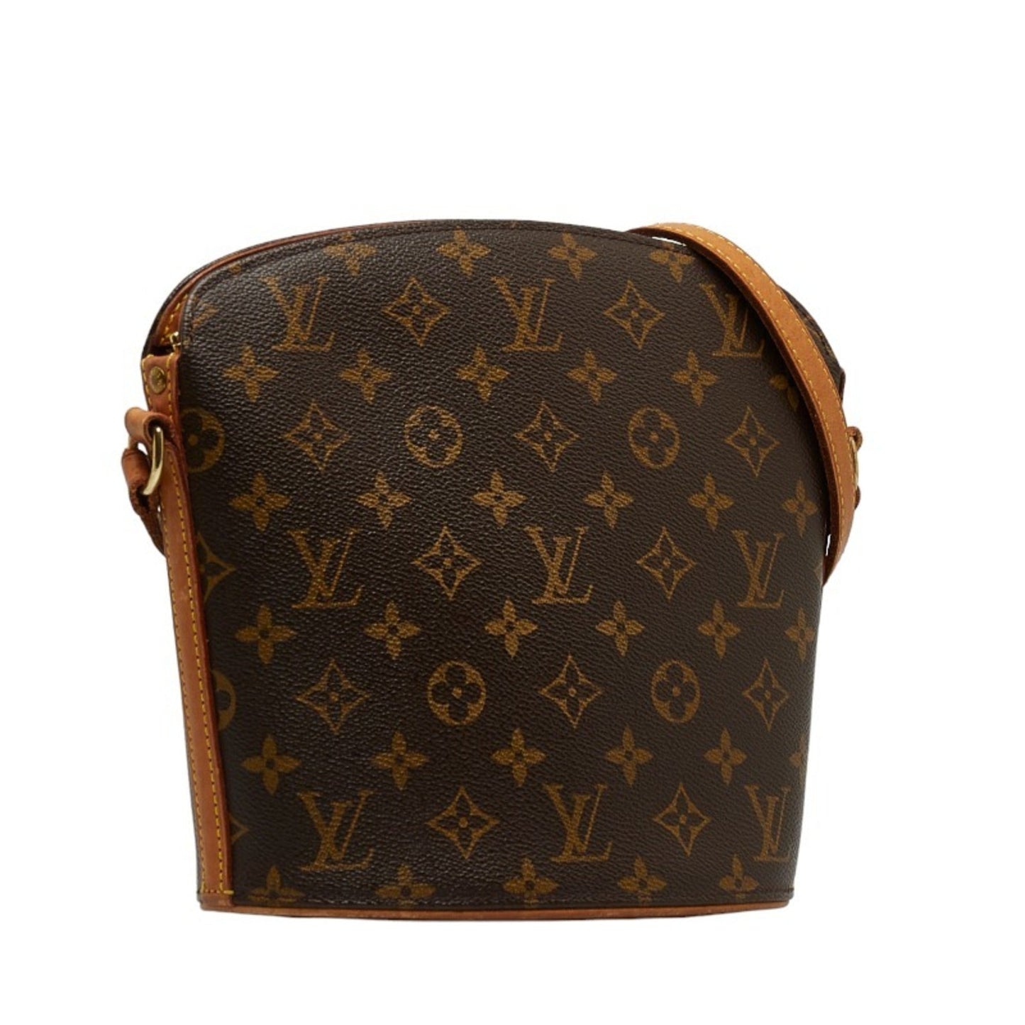 LOUIS VUITTON Monogram Drouot Shoulder Bag M51290 Brown PVC Leather Women's