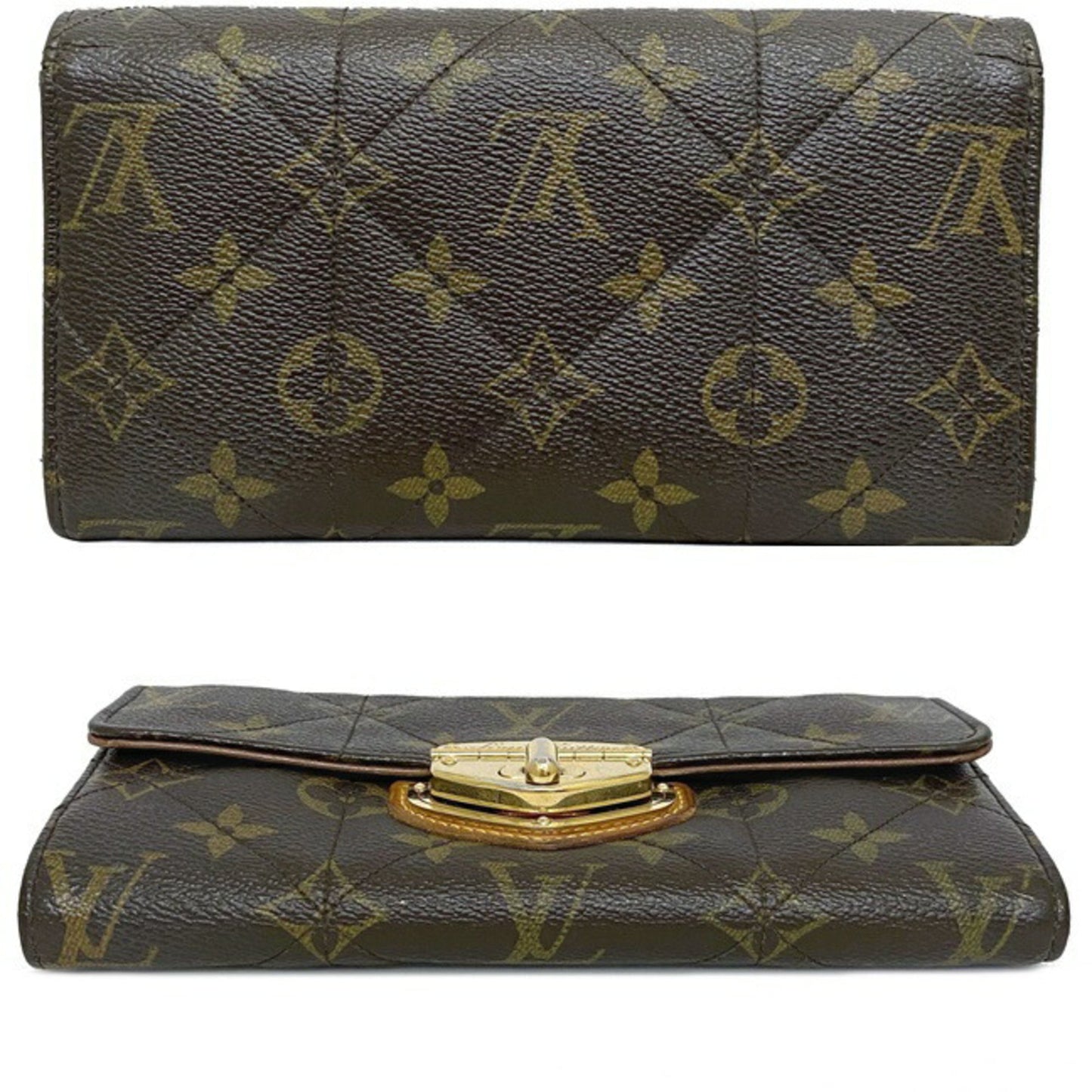 Louis Vuitton Portofeuil Sara Monogram Etoile M66556 Long Bi-Fold Wallet Canvas SP2111 LOUIS VUITTON Flap Turn Lock Quilting Collection Women's Brown