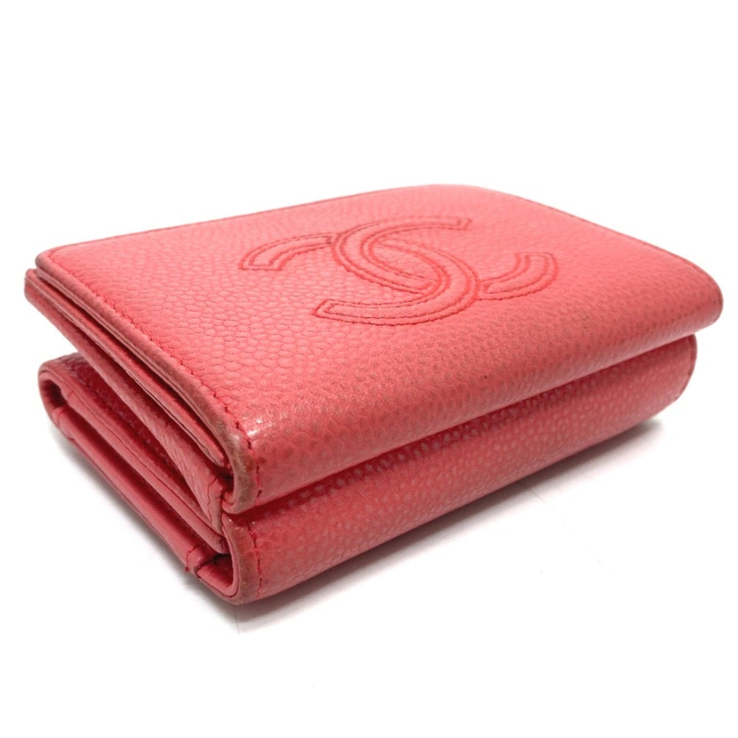 Chanel A70796 CC Mark Compact Trifold wallet salmon pink