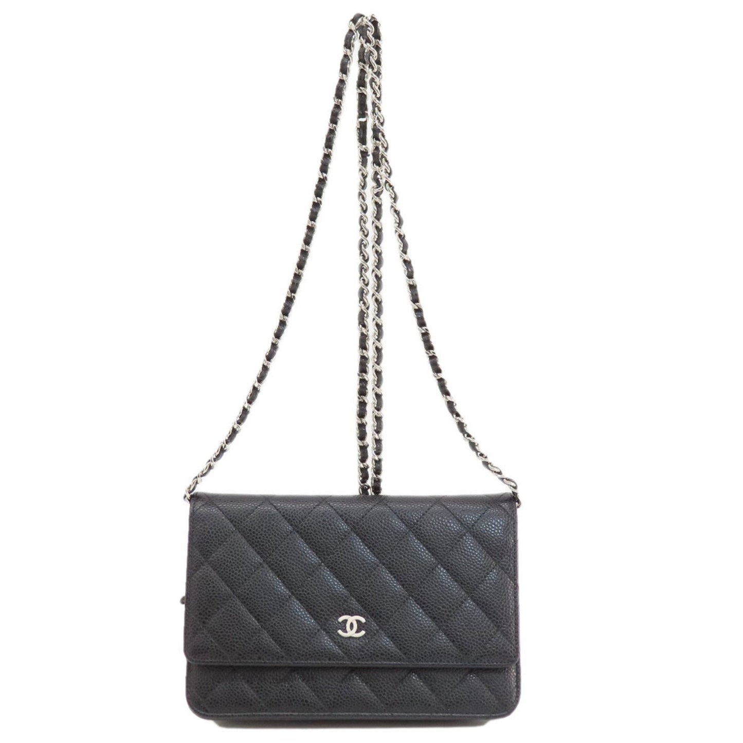 Chanel Chain Wallet Matelasse Long Caviar Skin Women's