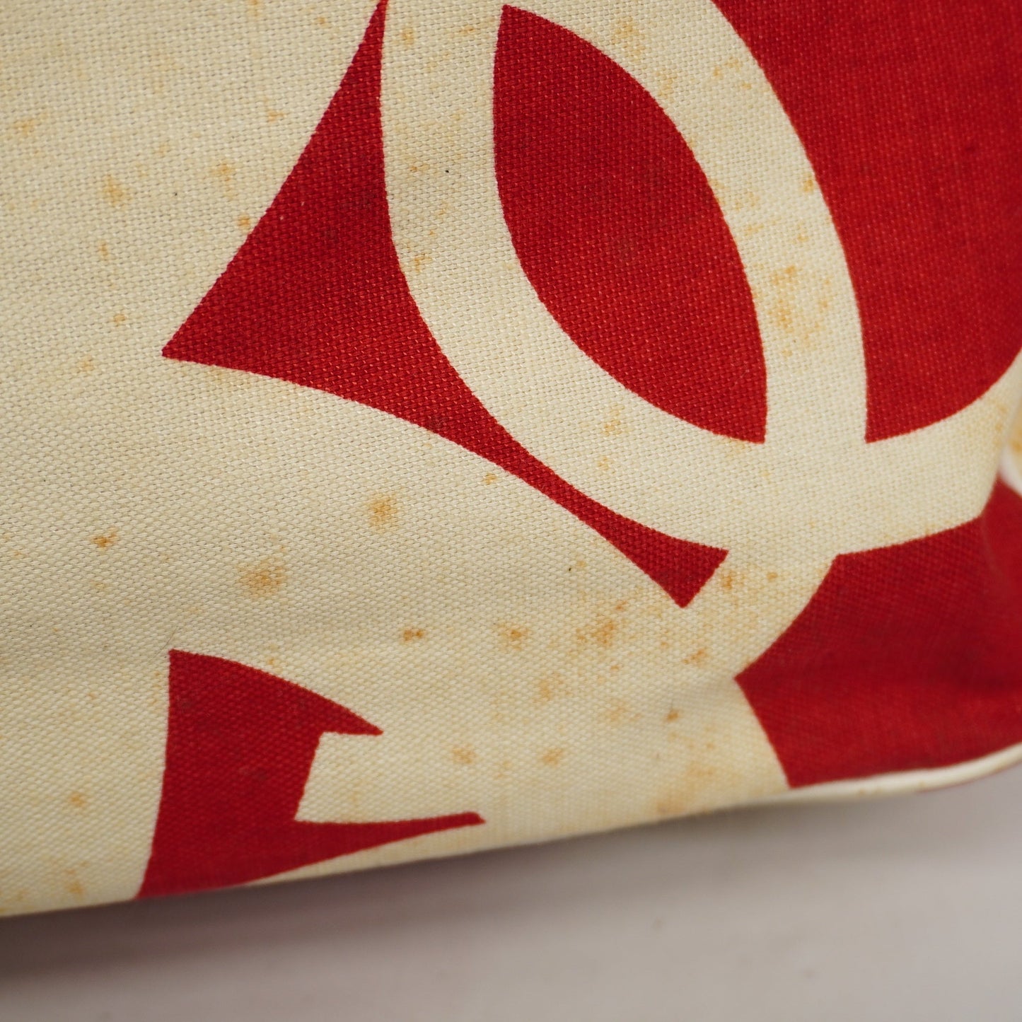 ChanelAuth  Chain Shoulder Women's Canvas Tote Bag Ivory,Red Color