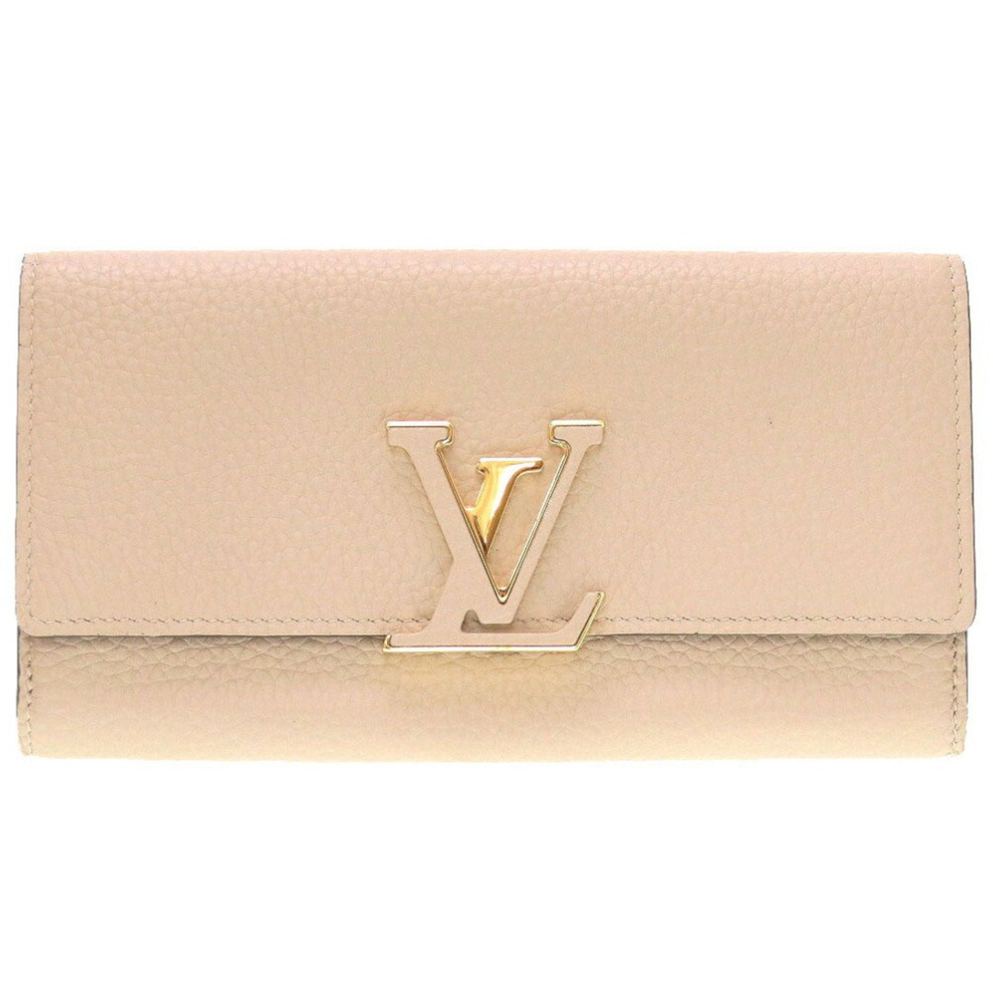LOUIS VUITTON Portefeuil Capucines Taurillon Leather Galle M61249 IC Tag Long Wallet Beige