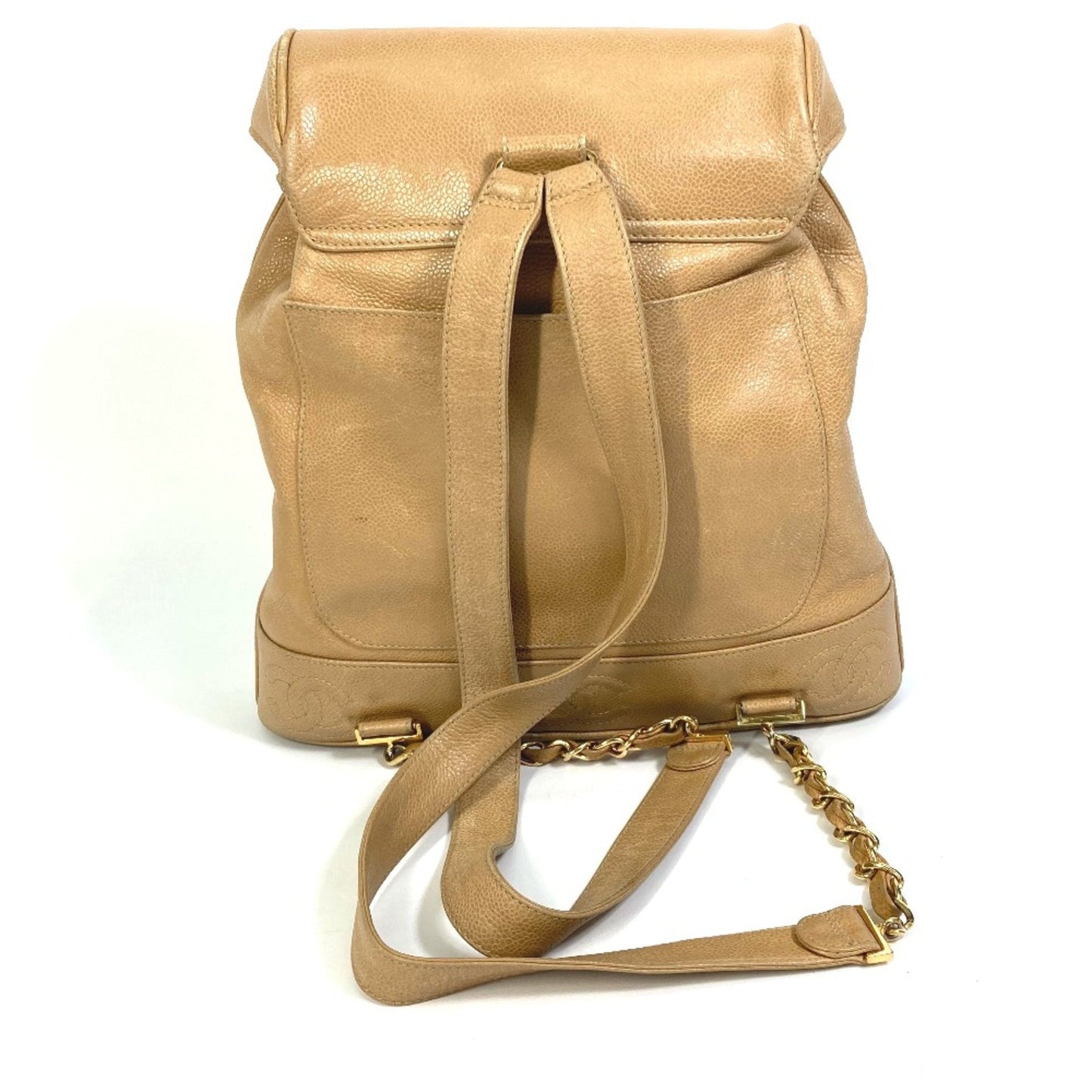 Chanel backpack bag with pouch bag turnlock vintage Backpack Beige