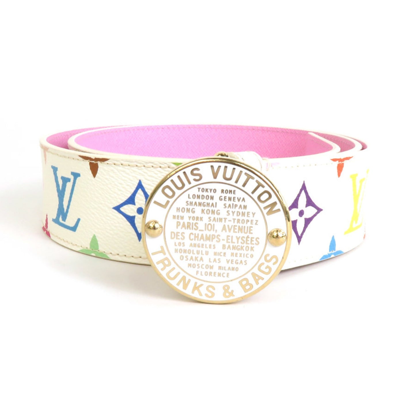 LOUIS VUITTON Belt Monogram Multicolor Suntulle T&B Bronze Men's M9627