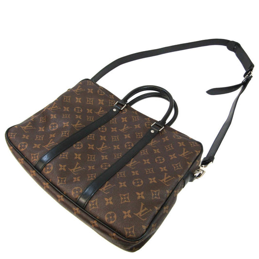 LOUIS VUITTON Monogram Macassar Porte Document Voyage PM PDV M52005 Men's Briefcase,Shoulder Bag Monogram Macassar