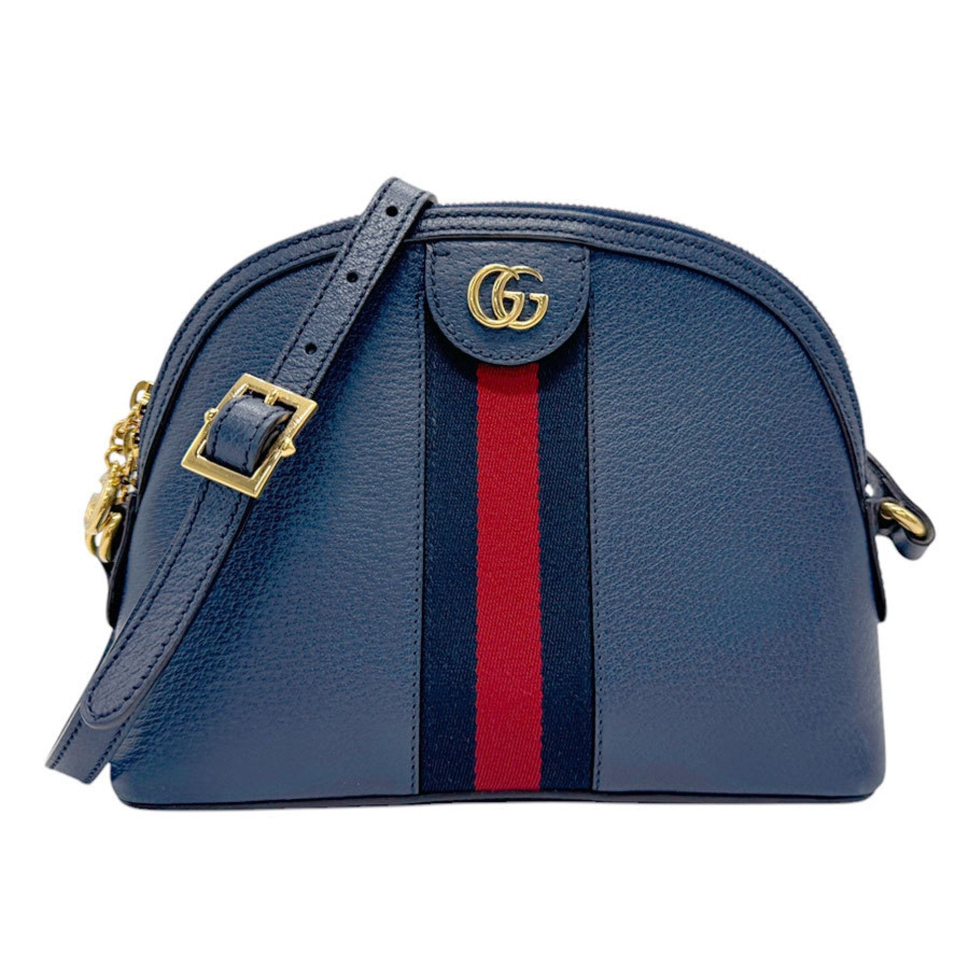 Gucci Navy Red Color Leather Shoulder Bag ()