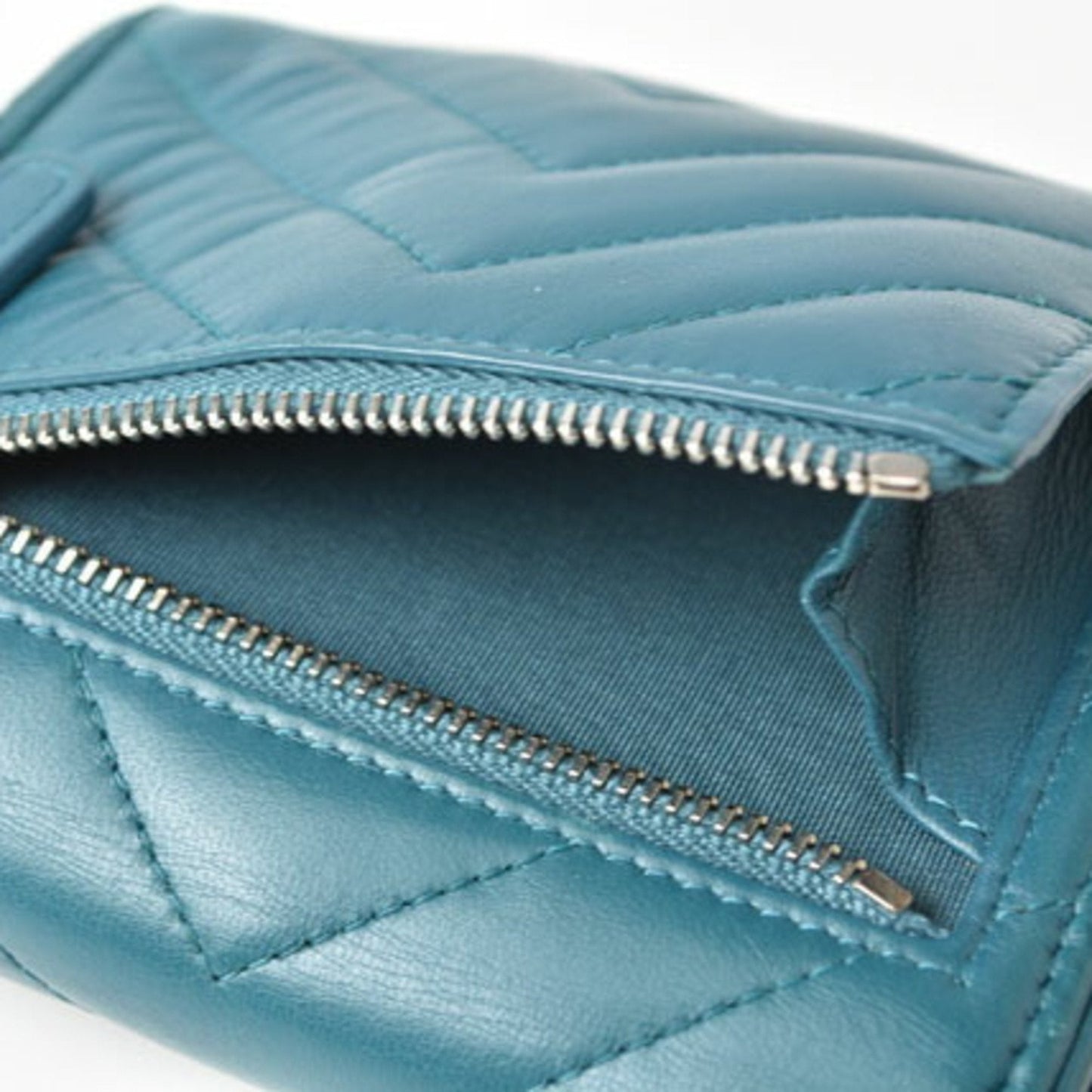 Chanel wallet  chevron studs turquoise blue