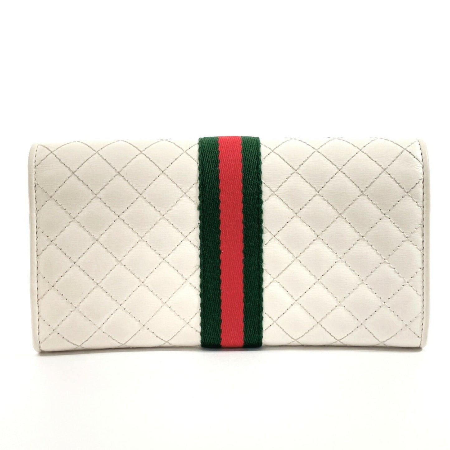 Gucci White Leather Long Wallet (Bi-Fold)
