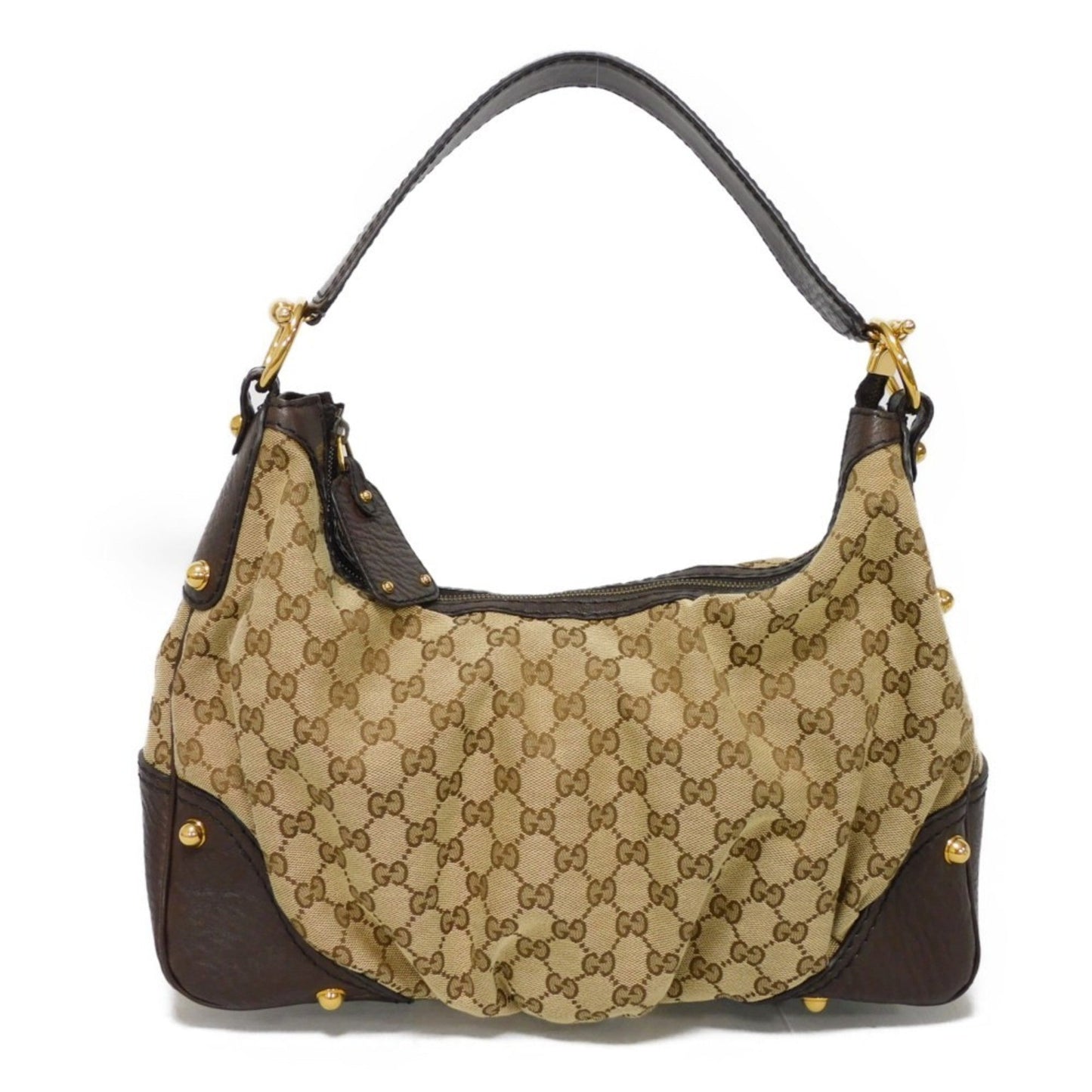 Gucci Beige Gg Canvas Leather Shoulder Bag ()