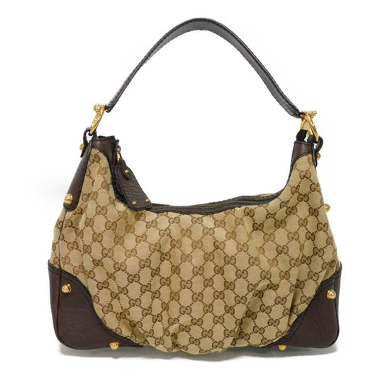 Gucci Beige Gg Canvas Leather Shoulder Bag ()