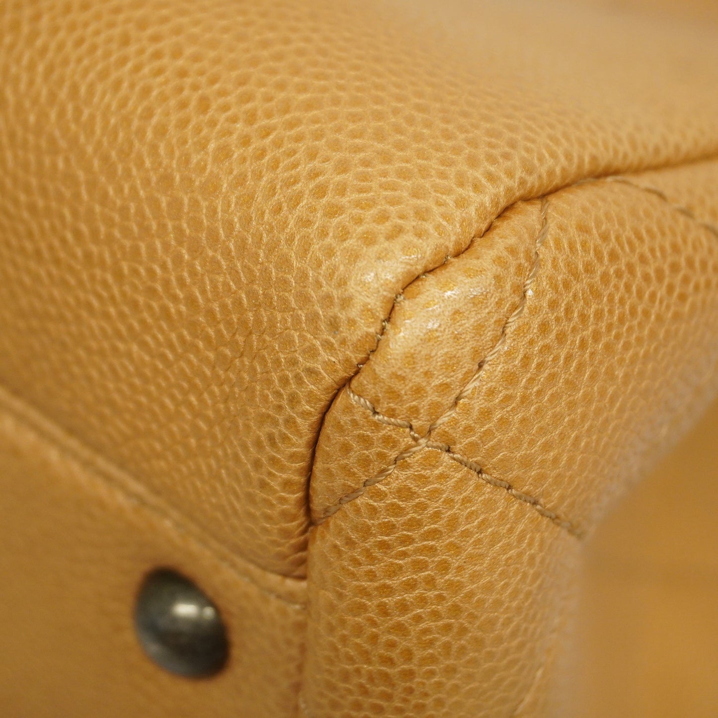 Chanel[3ca0362] Auth  Tote Bag chain shoulder caviar skin beige