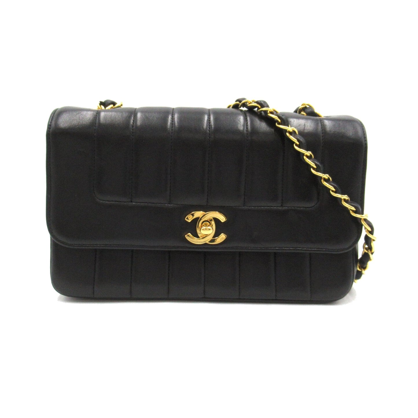 CHANEL Mademoiselle Line Chain Shoulder Black Lambskin (sheep leather)