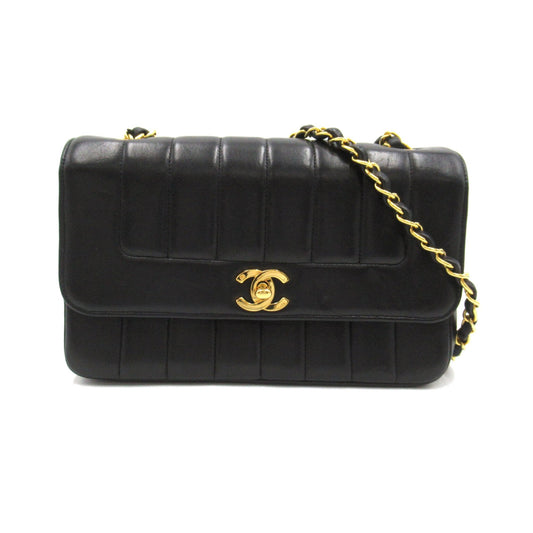 CHANEL Mademoiselle Line Chain Shoulder Black Lambskin (sheep leather)