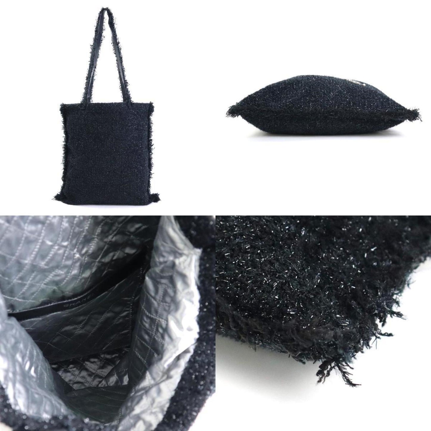 CHANEL shoulder bag rocket heremark tweed black ladies A94656 99544f