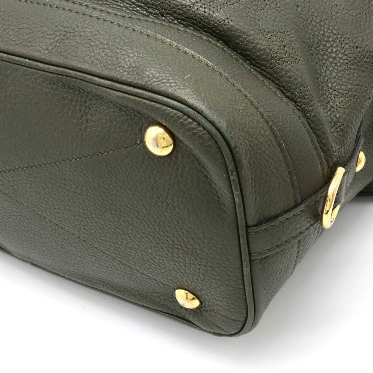 LOUIS VUITTON Monogram Mahina Stella PM Tote Bag Shoulder Calf Leather Khaki M93823