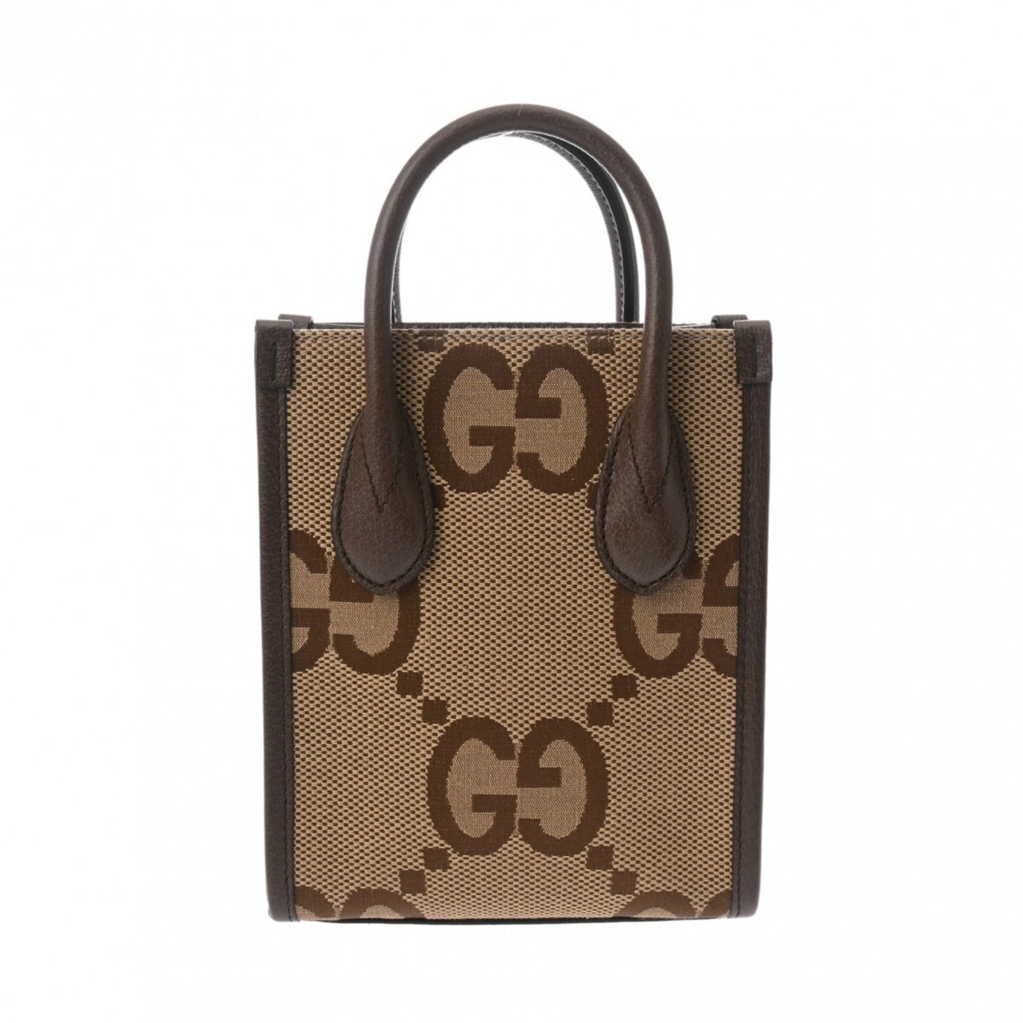 Gucci Gg Canvas Beige Brown Gg Canvas Leather Handbag Tote Bag