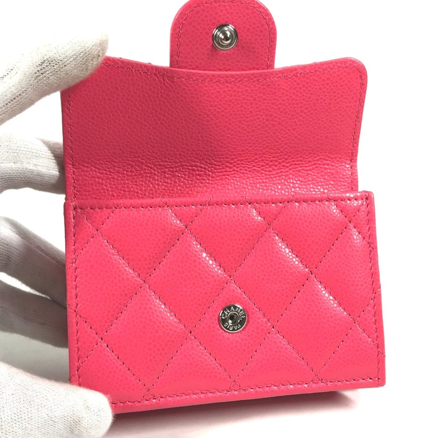 Chanel Matelasse Quilted Compact wallet Trifold wallet pink SilverHardware