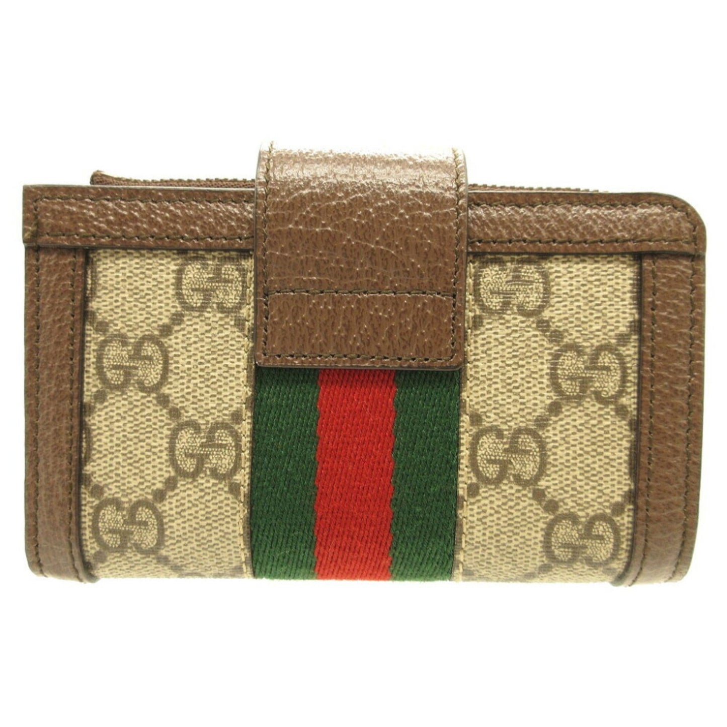 Gucci Ophidia Beige Brown Gg Canvas Leather Coin Purse/Coin Case