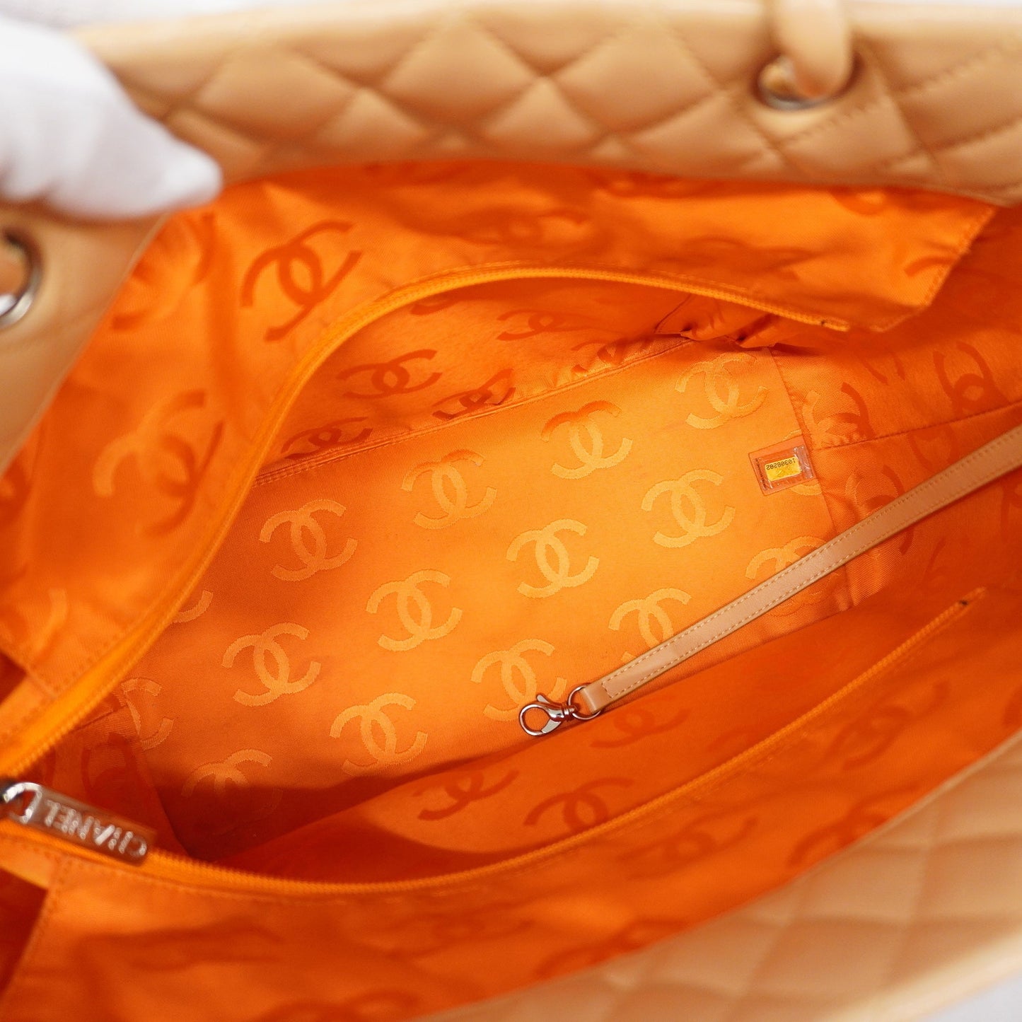 ChanelAuth  Ligne Cambon Tote Bag Lambskin Women's Tote Bag Beige