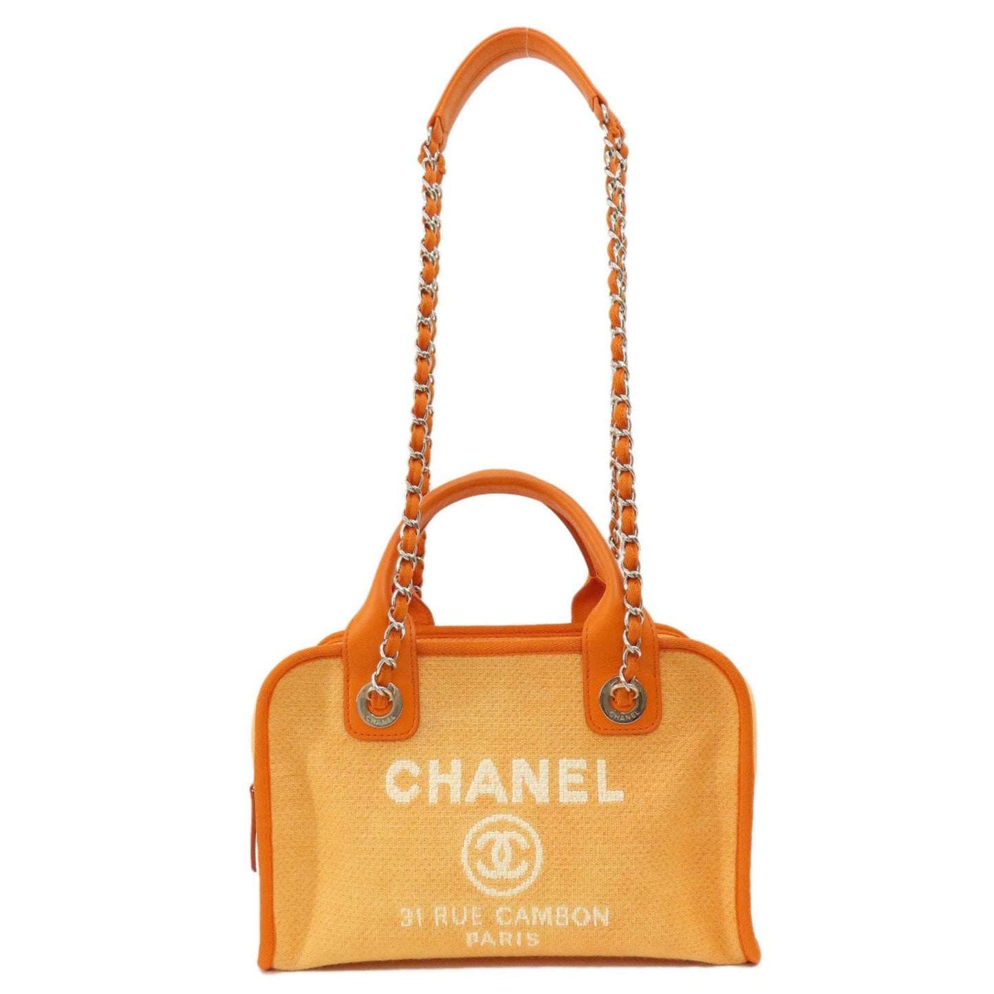Chanel Deauville Bowling Bag Handbag Canvas Women's