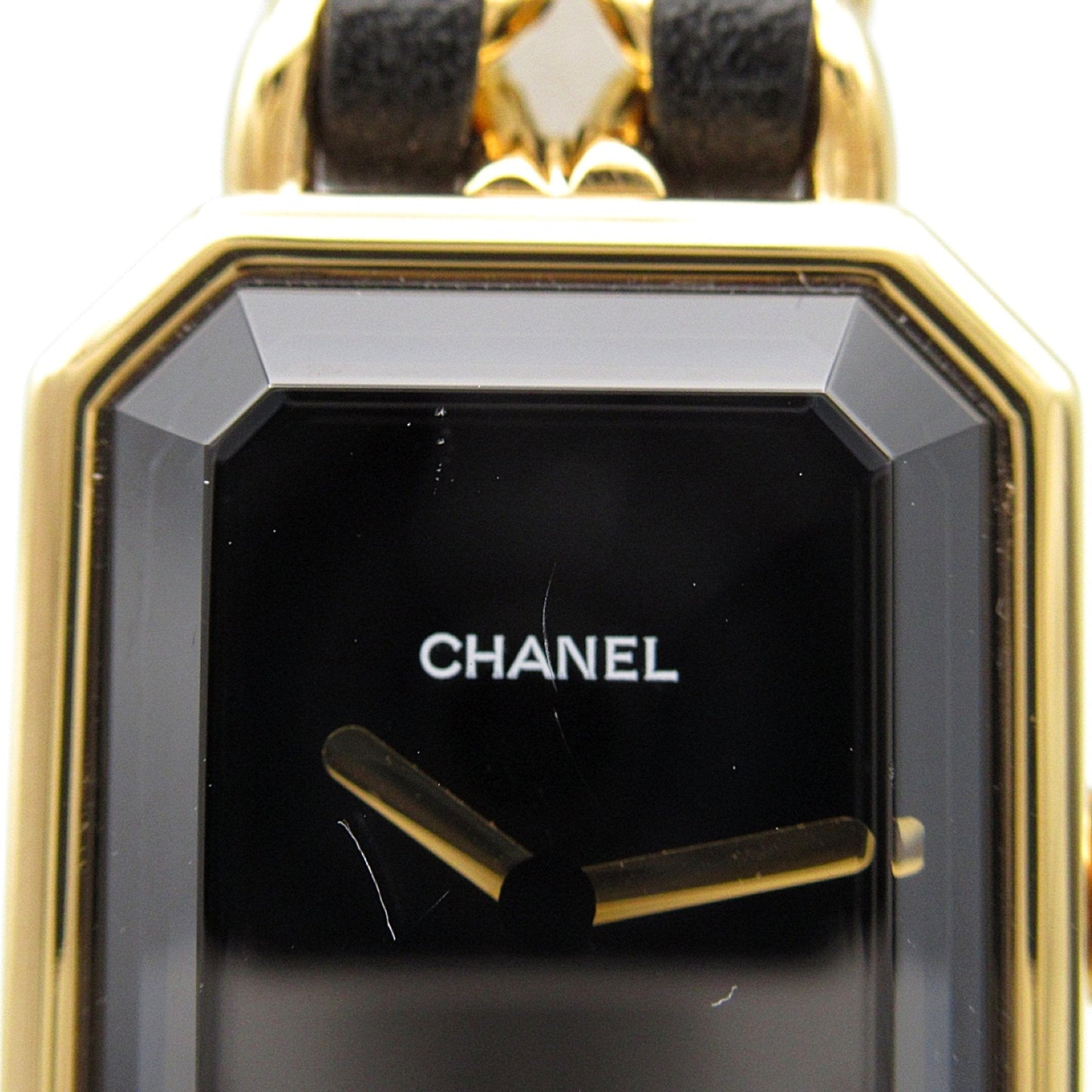 CHANEL Premiere L Wrist Watch H0001 Quartz Black Gold Plated Leather belt H0001